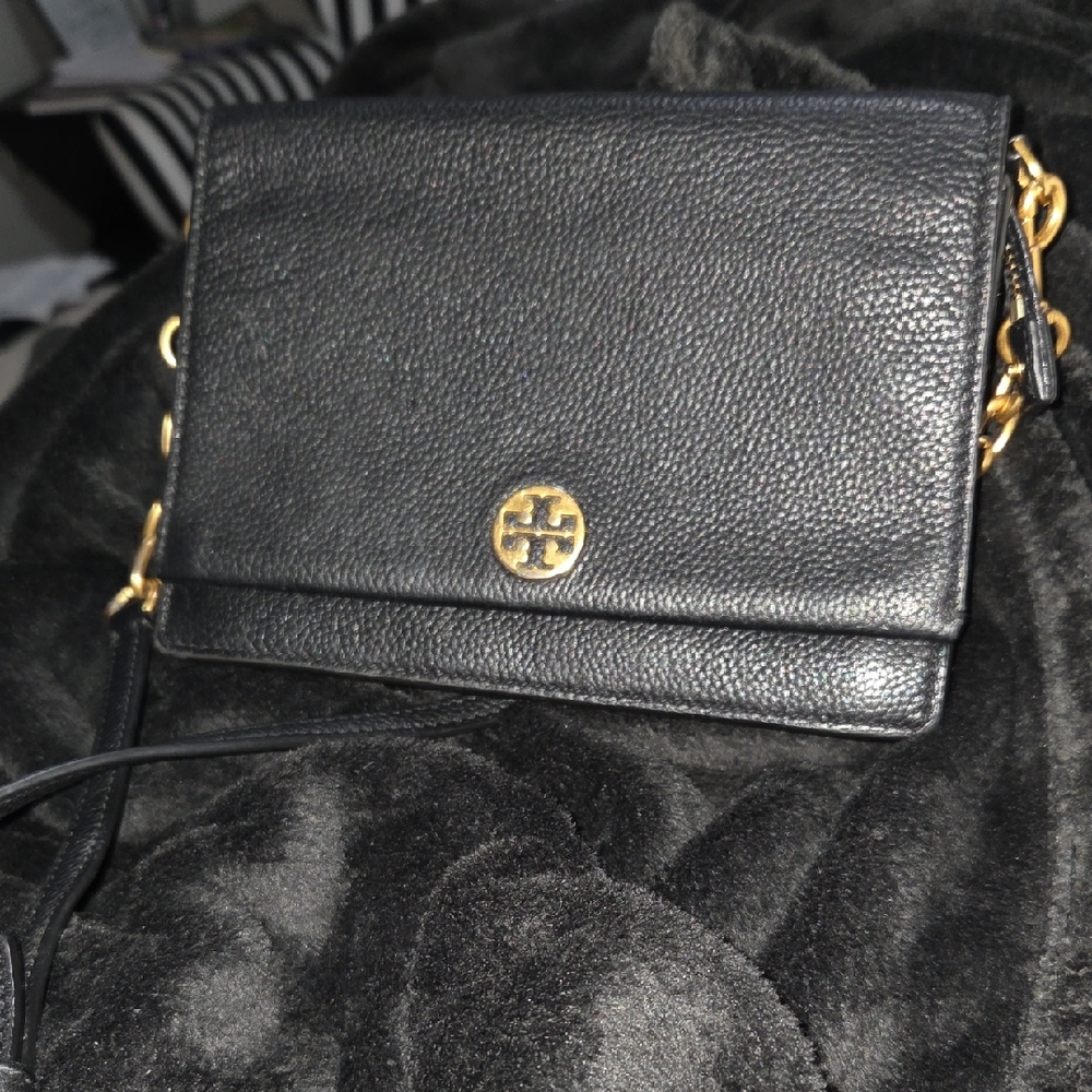 Tory Burch Black Crossbody Bag with Gold Accents